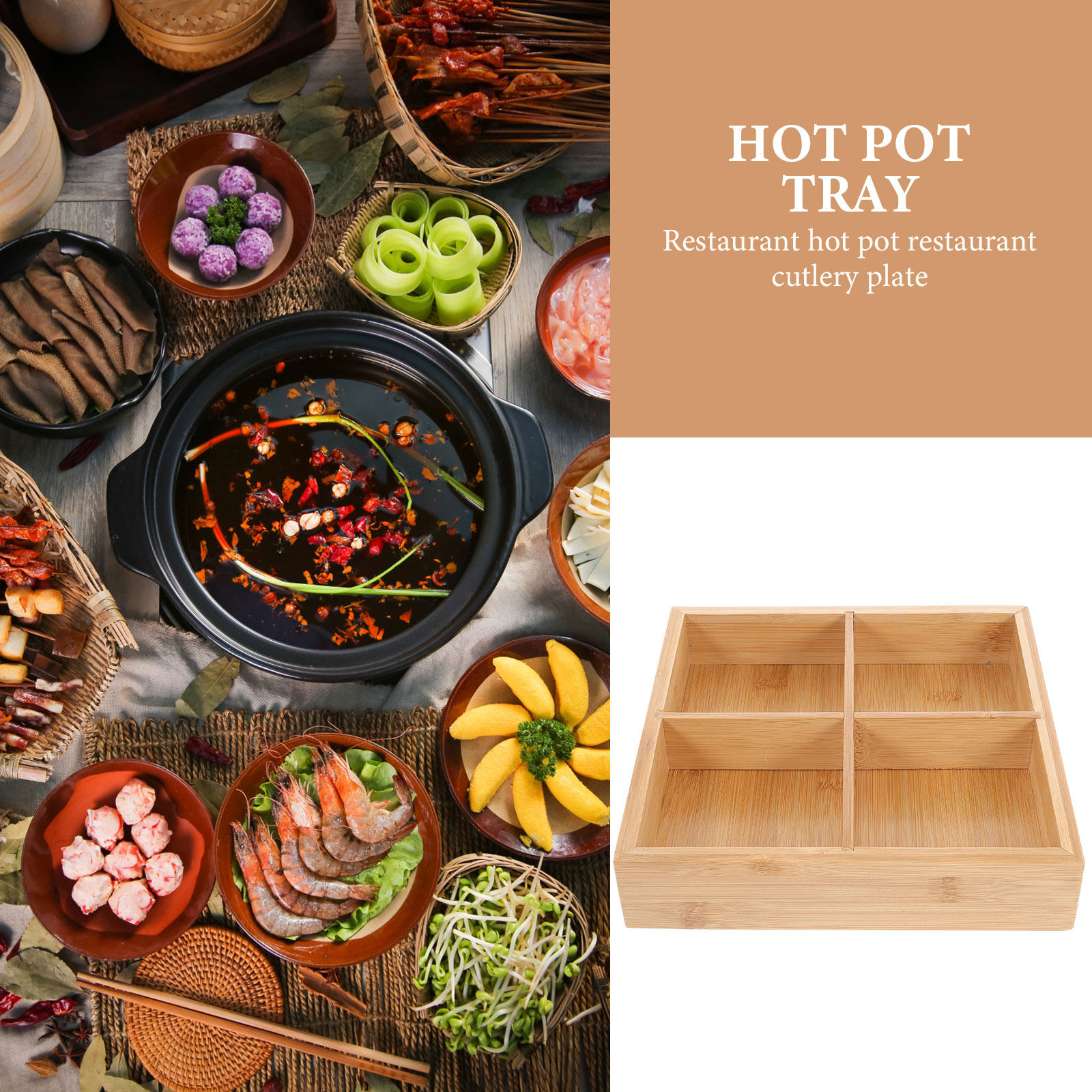 Bamboo Serving Tray with 6 Com - đánh giá và giá Food Snacks For Party