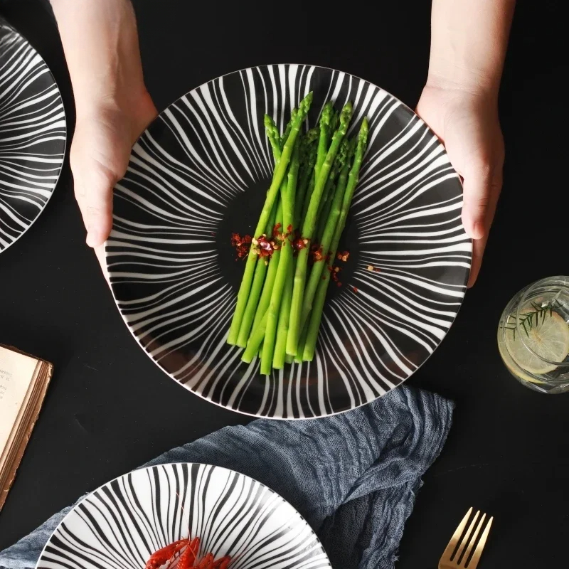 Ceramic Black White Stripes Ta - đánh giá và giá Food Good Snacks